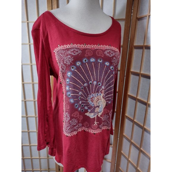 Lucky Brand Tops - Lucky Brand Lg Peacock Tee
